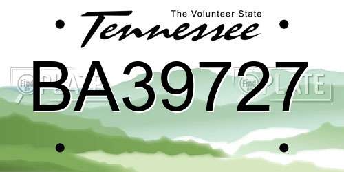 BA39727 Tennessee License Plate
