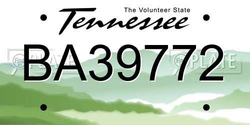 BA39772 Tennessee License Plate