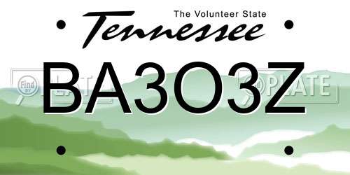 BA3O3Z Tennessee License Plate
