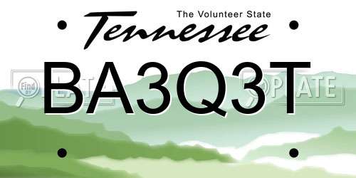 BA3Q3T Tennessee License Plate