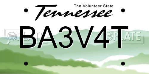 BA3V4T Tennessee License Plate
