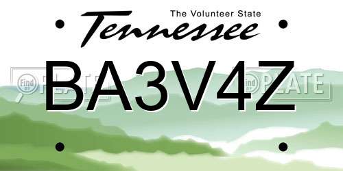 BA3V4Z Tennessee License Plate