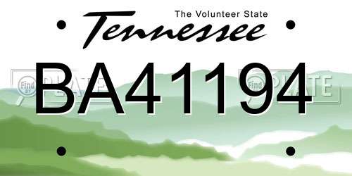 BA41194 Tennessee License Plate