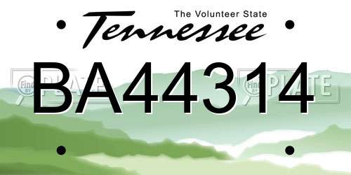 BA44314 Tennessee License Plate