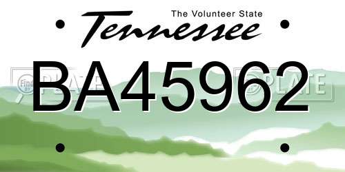 BA45962 Tennessee License Plate