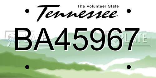 BA45967 Tennessee License Plate