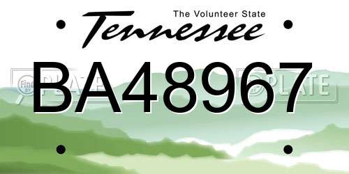 BA48967 Tennessee License Plate
