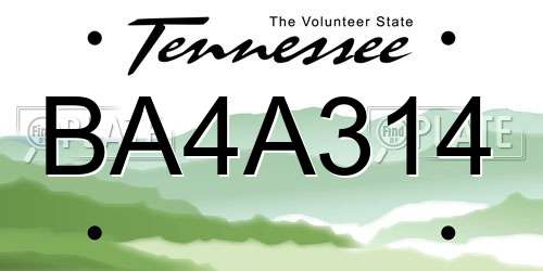 BA4A314 Tennessee License Plate