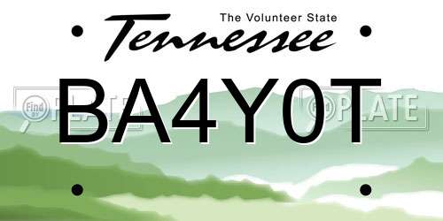 BA4Y0T Tennessee License Plate