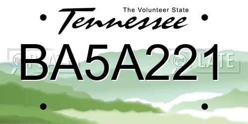 BA5A221 Tennessee License Plate