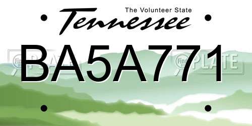 BA5A771 Tennessee License Plate