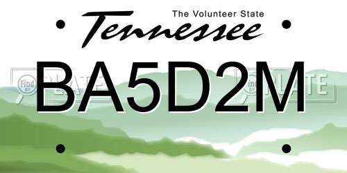 BA5D2M Tennessee License Plate