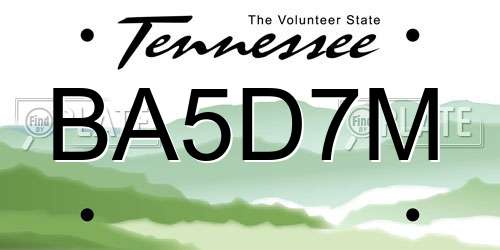 BA5D7M Tennessee License Plate