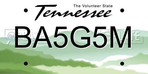 BA5G5M Tennessee License Plate