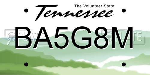 BA5G8M Tennessee License Plate
