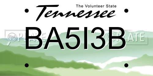 BA5I3B Tennessee License Plate