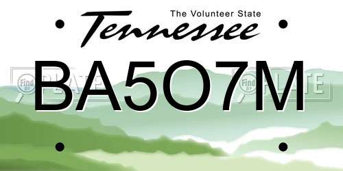BA5O7M Tennessee License Plate