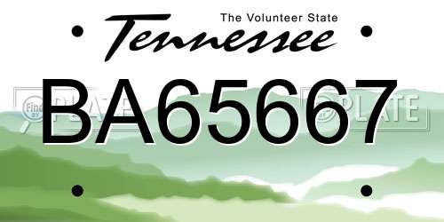 BA65667 Tennessee License Plate