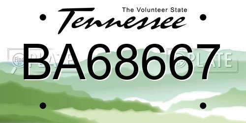 BA68667 Tennessee License Plate