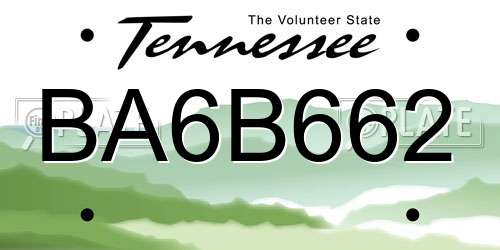 BA6B662 Tennessee License Plate