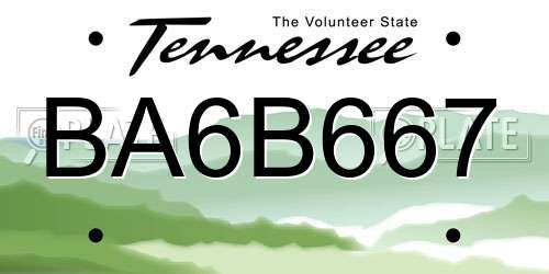 BA6B667 Tennessee License Plate