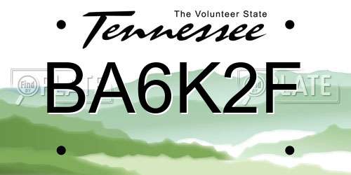 BA6K2F Tennessee License Plate