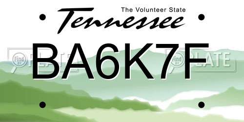 BA6K7F Tennessee License Plate