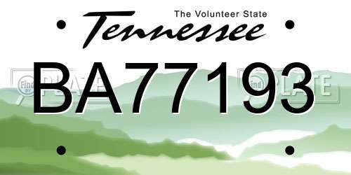 BA77193 Tennessee License Plate