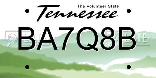 BA7Q8B Tennessee License Plate