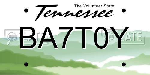 BA7T0Y Tennessee License Plate