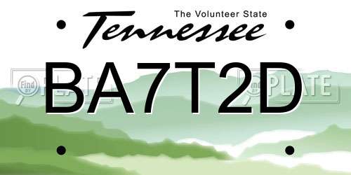 BA7T2D Tennessee License Plate