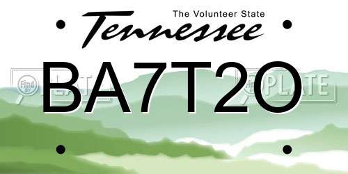 BA7T2O Tennessee License Plate