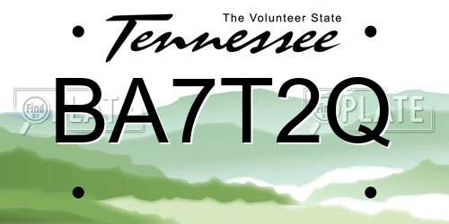 BA7T2Q Tennessee License Plate