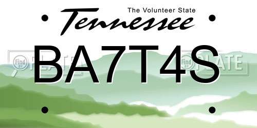BA7T4S Tennessee License Plate