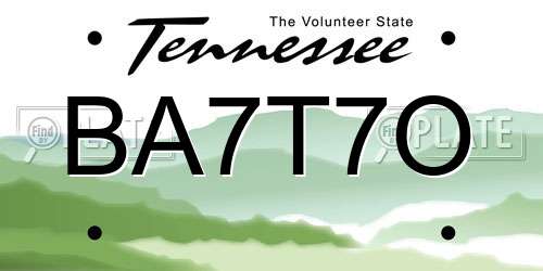 BA7T7O Tennessee License Plate