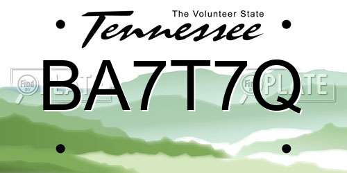 BA7T7Q Tennessee License Plate
