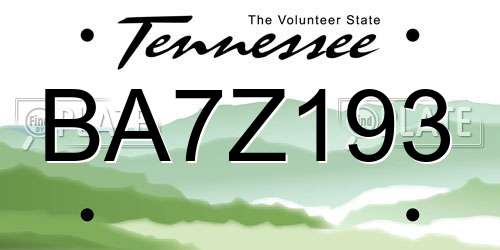 BA7Z193 Tennessee License Plate