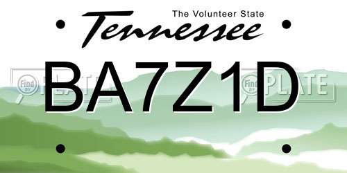 BA7Z1D Tennessee License Plate