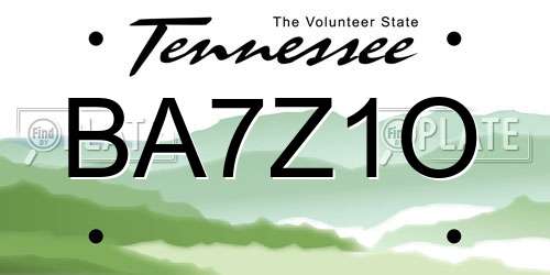 BA7Z1O Tennessee License Plate