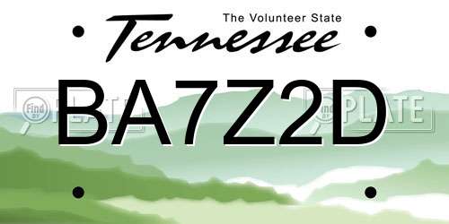 BA7Z2D Tennessee License Plate