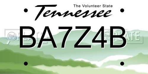 BA7Z4B Tennessee License Plate
