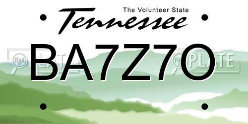 BA7Z7O Tennessee License Plate