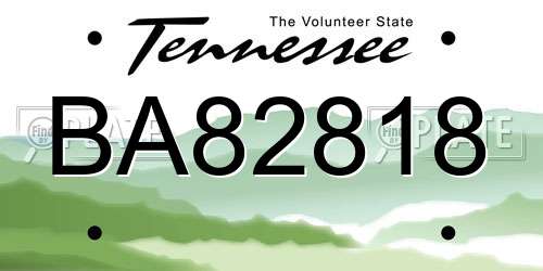 BA82818 Tennessee License Plate