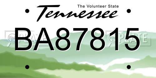BA87815 Tennessee License Plate