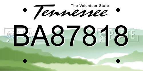 BA87818 Tennessee License Plate