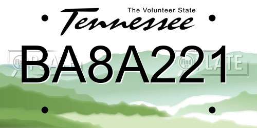 BA8A221 Tennessee License Plate