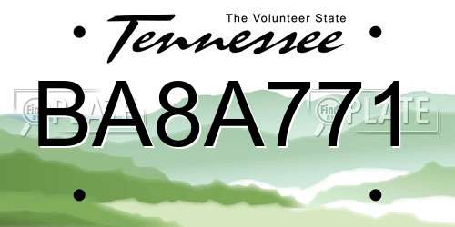 BA8A771 Tennessee License Plate