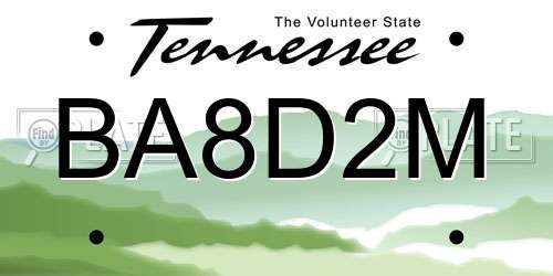 BA8D2M Tennessee License Plate