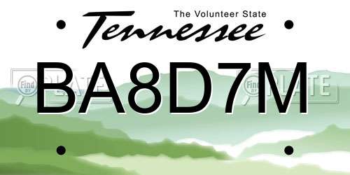 BA8D7M Tennessee License Plate