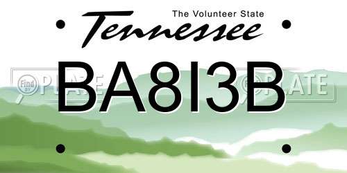 BA8I3B Tennessee License Plate